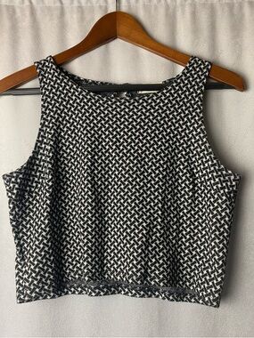 Altar’d State sparkle Boho Grunge Black & White Geometric Sleeveless Crop Top L